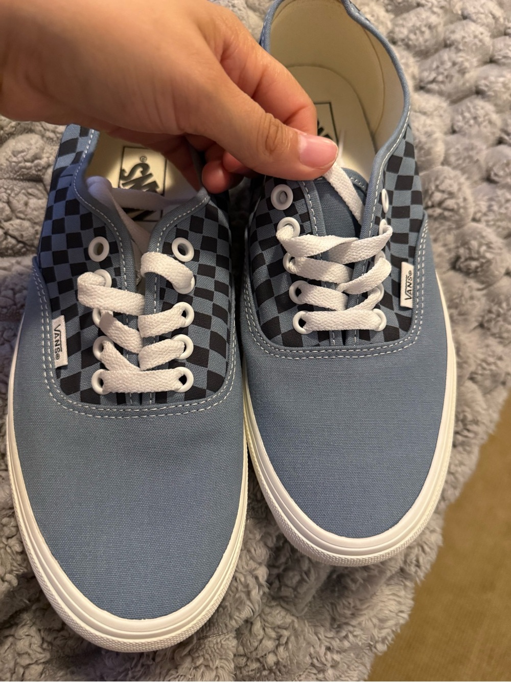 Vans Low Top Checkerboard Sneakers - Blue and Black